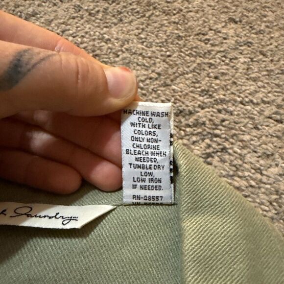 French Laundry L Linen Blazer Jacket Shacket Laganlook Green Lightweight Coastal - Picture 8 of 9